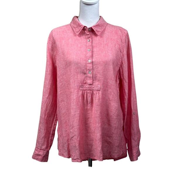 Jones & Co. pink linen tunic, beach, coastal, minimalist, preppy, natural - Picture 1 of 5